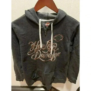 Harley Davidson Wisconsin Women's Full Zip Hoodie Sweatshirt Gray L